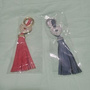 Set of 2 Heart Keychains with tassel  NEW